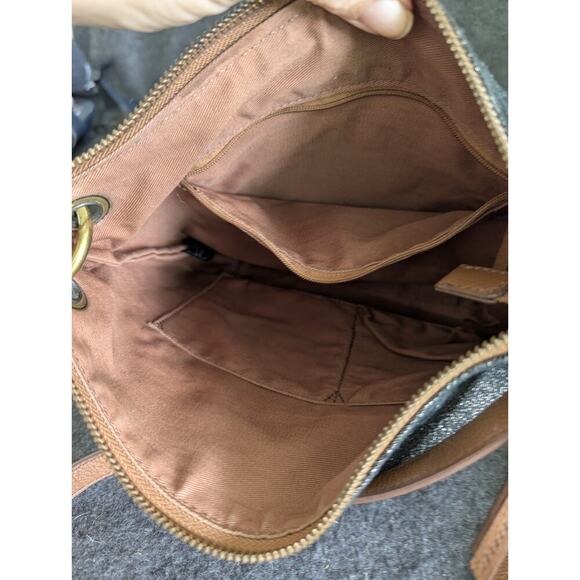 Fossil Keely Womens Handbag Brown Black Glitter Leather Top Handle Crossbody Bag - Picture 9 of 12